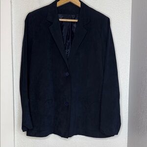 Vintage Baron Peters Ultrasuede Dark Navy Blazer Size 16 dark academia quiet lux